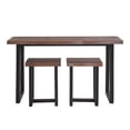thumbnail image 3 of Rustic Live Edge Counter Set - 3 Piece Brown Wood Dining Set for Kitchen or Dining Room, 3 of 6