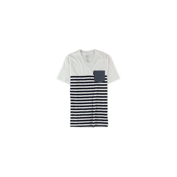 Ecko Unltd. Camiseta gráfica Injectq con cuello en V a rayas para hombre, blanca, extragrande