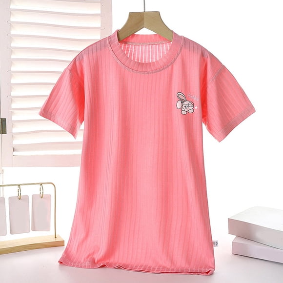 Toddler Dress Summer Girl's Nightdress Thin Style Short Sleeved Home Clothes Rabbit Print Matching Pajamas for Kids Disabled Pajamas Baby Boy Clothes with Airplanes Baby Boys 3 Piece Outfits Bunny
