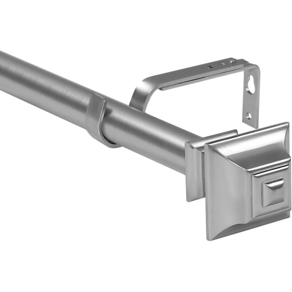 Urbanest Adjustable Single Curtain Rod Set Pila Finials – 1 -Inch Diameter, With Brushed Steel Rod, 28–48 Inches