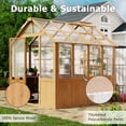 thumbnail image 6 of Erinnyees 6'x8' Outdoor Wooden Greenhouse, Heavy Duty Green House with Thickend PC Panel, Adjustable Windows, 12/16 Plant Hooks and Lockable Door for Garden,Backyard, 6 of 8