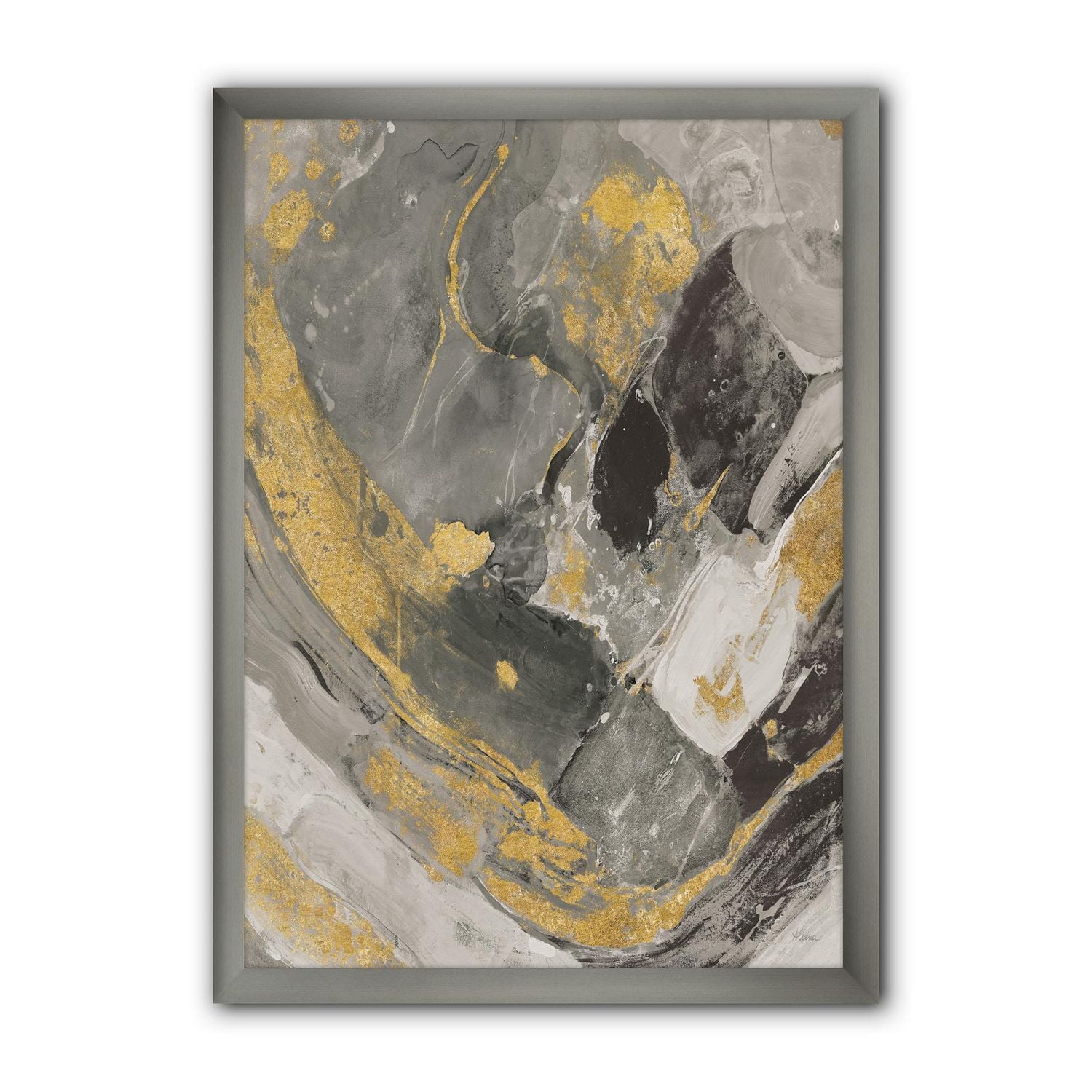 Designart Marble Gold and Black II Framed Wall Art