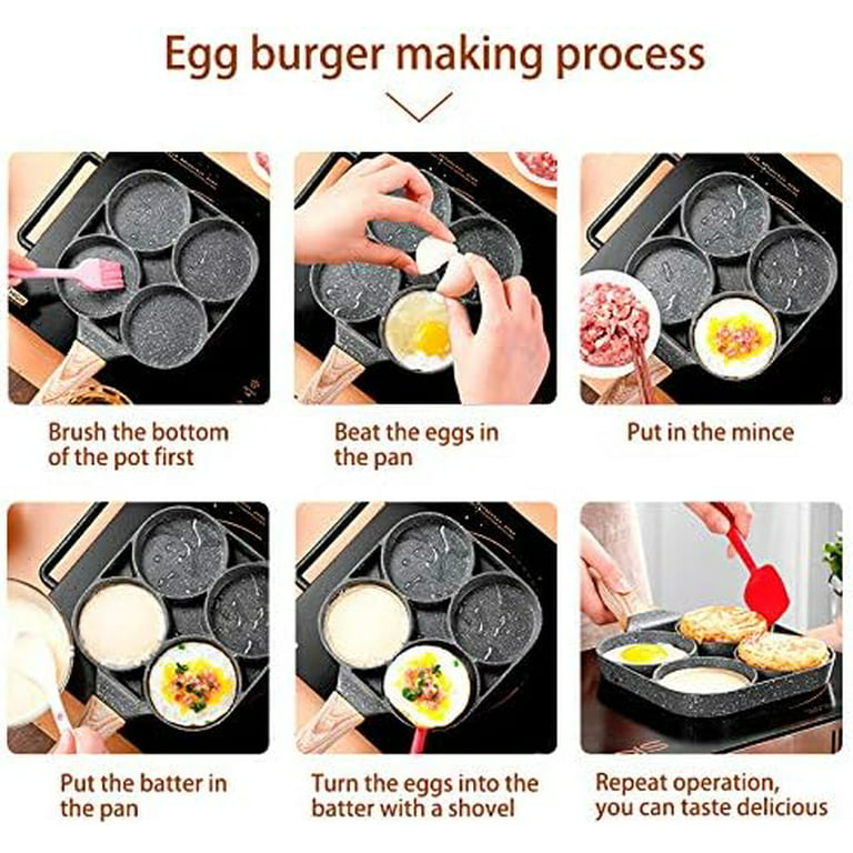 NINGVIHE Egg Pan,Nonstick Egg Frying Pan,Skillet Pans for Cooking,Multi Egg  Cooker Pan for Breakfast,Hearts and Circles(Heart)