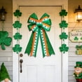 thumbnail image 4 of QuanTara Large St. Patrick's Day Decorative Bow, 19.7"x11.81" Wreath & Tree Topper Ribbon with Shamrock Print for Front Door, Indoor Outdoor Wall, Party Supplies, Green & White Nylon, 4 of 6