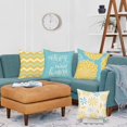 thumbnail image 3 of Yellow Blue Geometric Flower Pillow Covers 16x16 Inch Dahlia Floral Leaf Home Sweet Home Decor Pillow Cases Standard Size Set of 4 Summer Modern Throw Pillow Cotton Cushion Cover for Couch, 3 of 6