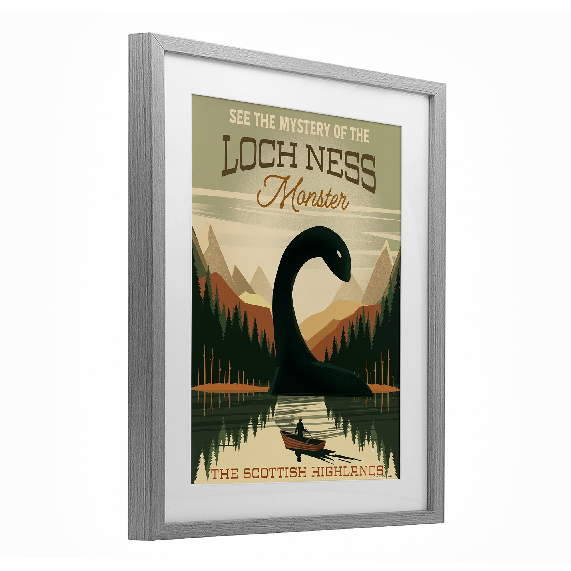 Stupell Industries Folklore Monster Tourism Gray Framed Print Under Glass, design by Omar Escalante