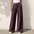 thumbnail image 2 of Ozmmyan 2026 Wide Leg Pants for Womens High Waist Pleated Button Zip Front Business Palazzo Pants with Pockets ﻿, 2 of 5