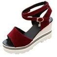 thumbnail image 2 of DPTALR Women Summer Pumps Platform Sandals Roman Wedges Casual Peep Toe Sandals, 2 of 6