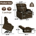 thumbnail image 5 of Oversized Power Lift Recliner Chair with Massage and Heat for Elderly, UHOMEPRO Large Wide Seat Recliners with Cup Holders and USB, Brown, 5 of 9