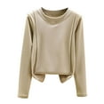 thumbnail image 2 of YUNAFFT Soft Solid Color Brushed Thermal Top with Round Neck and Long Sleeves for Women Warm Base Layer Home Wear, 2 of 4