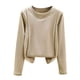 thumbnail image 2 of Pijama de manga larga para mujer, moda de invierno, terciopelo, color liso, cuello redondo, manga larga, parte inferior, camisa cálida, ropa de casa, pijamas, blusa de poliéster para mujer, 2 of 4