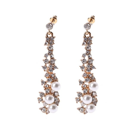 

JULYING Elegant Chic Women Lady s Pearl for Rhinestone Dangle Chandelier Earrings Jewelr