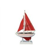 Handcrafted Model Ships Sailboat9-105 Pacific Sailor Red - Red Sails 9 in. Model Ship Decorative Accent
