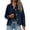 Blue, variant on Women Button Collared Long Sleeve Solid Casual Vintage Work Loose Jacket Deerskin Velvet Cardigan Coat, Purple XXL