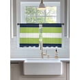 thumbnail image 3 of Sheer Curtains 54 Inch Length 2 Panels Set for Kitchen, Navy Blue Green Stripe Semi Sheer Curtains for Windows, Modern Art Horizontal Striped Voile Window Treatments Rod Pocket Curtain, 3 of 7
