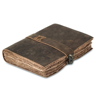 Vintage Leather Journal Handmade Buffalo Non-Refillable Deckle Edge Paper – Leather Bound Journal for Women Men C-Lock Closure Ideal for Writing & Travel for Artists