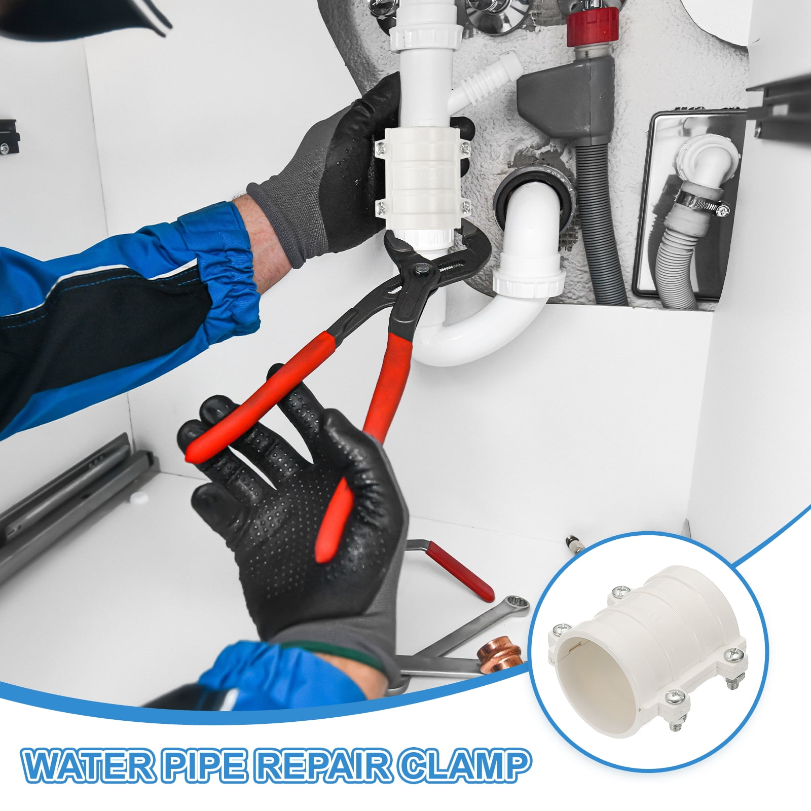 Uxcell Water Pipe Repair Clamp for Leak Sealing and Repairing Plastic Pipes 6-5/16"