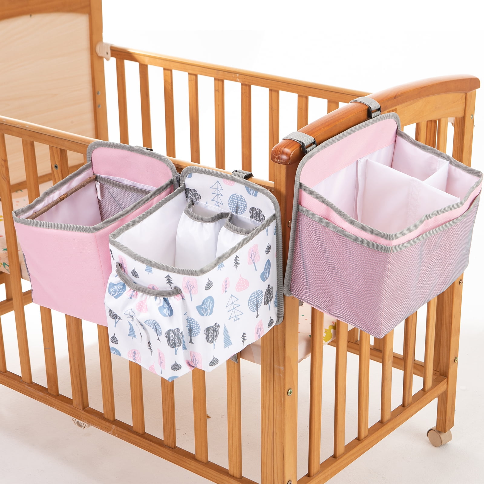 Baby Stroller Organizer Bag Bedside Caddy Diaper Storage Bin Hanging Storage Bag for Baby Bed/Baby Cart