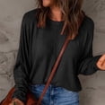 thumbnail image 2 of AherBiu Long Sleeve Shirts for Women Round Neck Fall Basic Tee Loose Fitted Comfy Tunics Pullover Tops, 2 of 5