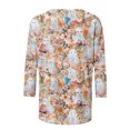 thumbnail image 5 of Mwjwdo Womens 3/4 Sleeve Vintage Ghost Book Printed Dressy Casual Henley Round Neck Relaxed Fit Tunic Tops Fall Shirts, 5 of 6