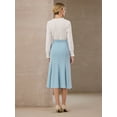 thumbnail image 5 of DARING DIVA Women's High Elastic Waist Fishtails Midi Skirts for Work S Blue, 5 of 6