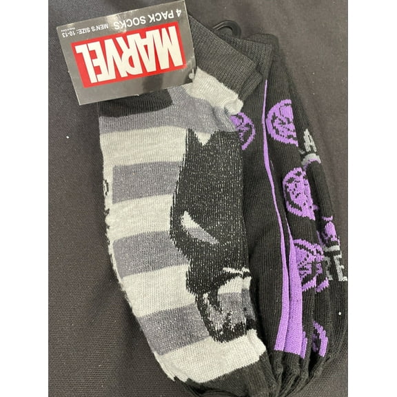 Marvel Men's Black Crew Socks, 4-Pack