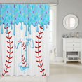 thumbnail image 2 of Manfei Ice Cream Drip Baseball Shower Curtain 72Wx78L, Cute Monogrammed TBath Curtain, Light Blue T, 2 of 5