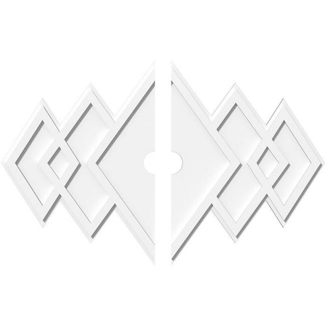 Ekena Millwork CMP40X26ZE2-03000 3 in. ID x 12.5 in. Rectangle Zoe Architectural Grade PVC Contemporary Ceiling Medallion - 2 Piece
