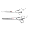 thumbnail image 2 of Juego de tijeras profesionales para cortar el cabello, tijeras de peluquería familiar, tornillo rojo, 2 of 14