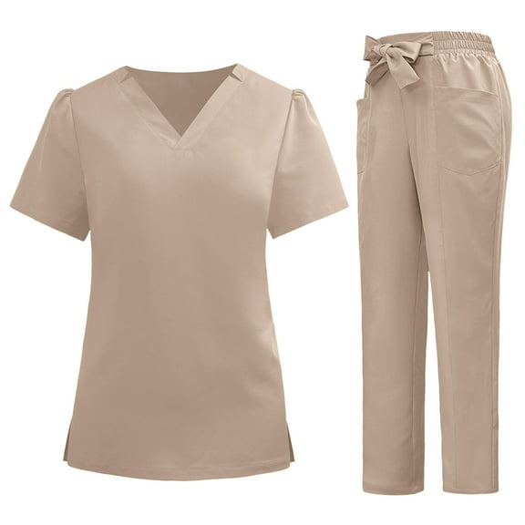 Aofany Scrub Sets for Woman Plus Size Nursing Uniforms Stretchy V Neck Jogging Scrub Pants and Tops Medical Scrubs Womens Scrub Sets Tall Scrubs Sets
