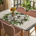thumbnail image 3 of Farmhouse Green Garland Table Cloths for 5 Foot Rectangle Tables, Spring Vintage Black Plaid Beige Patio Waterproof Elastic Fitted Tablecloths, Washable Rectangular Table Cover for Camping, 3 of 8