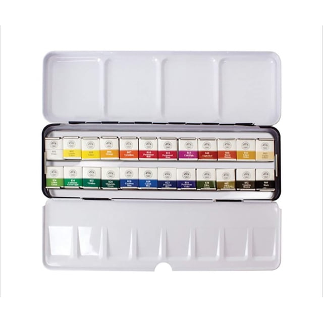 Set de pintura acuarela MUNGYO Half Pan, 24 colores, caja de lata