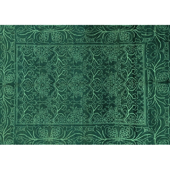 Ahgly Company Machine Washable Indoor Rectangle Persian Turquoise Blue Bohemian Area Rugs, 3' x 5'