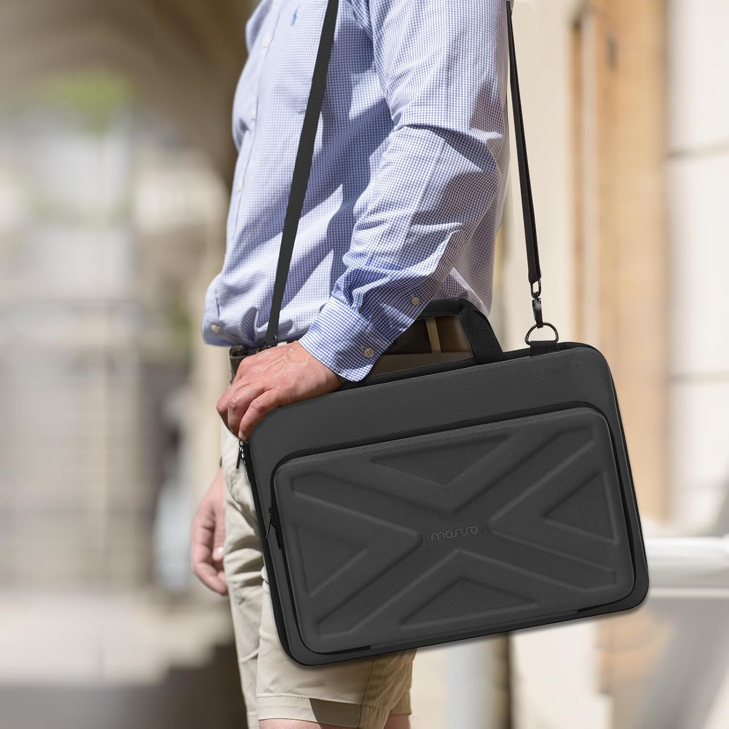 MOSISO Hard Shell Laptop Case for Men Women,15-15.6 inch Computer Bag Compatible with MacBook, HP, Dell, Lenovo, Asus, Notebook,13.3 inch Laptop Bag with Front Pocket & Shoulder Strap