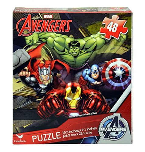 Two Marvel Avengers Iron Man Thor Captain America Hulk 48-Piece Jigsaw Puzzles 