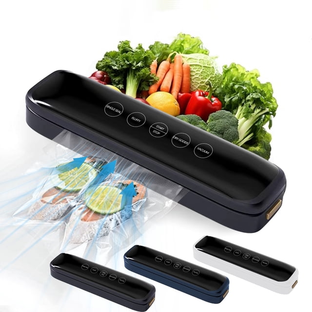 Yhsdtq,Unbeatable Price,Vacuum Sealer Food Protector, Automatic Packing System, Large Capacity 10 Bags, Stainless Steel, For Home Kitchen, Food Preservation, Food Storage Solution | Plastic, Black