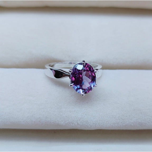 Alexandrite Ring, Oval Cut Alexandrite Ring, 925 Sterling Silver Ring, lab created alexandrite ring, Color Change Stone Ring, ring for gift