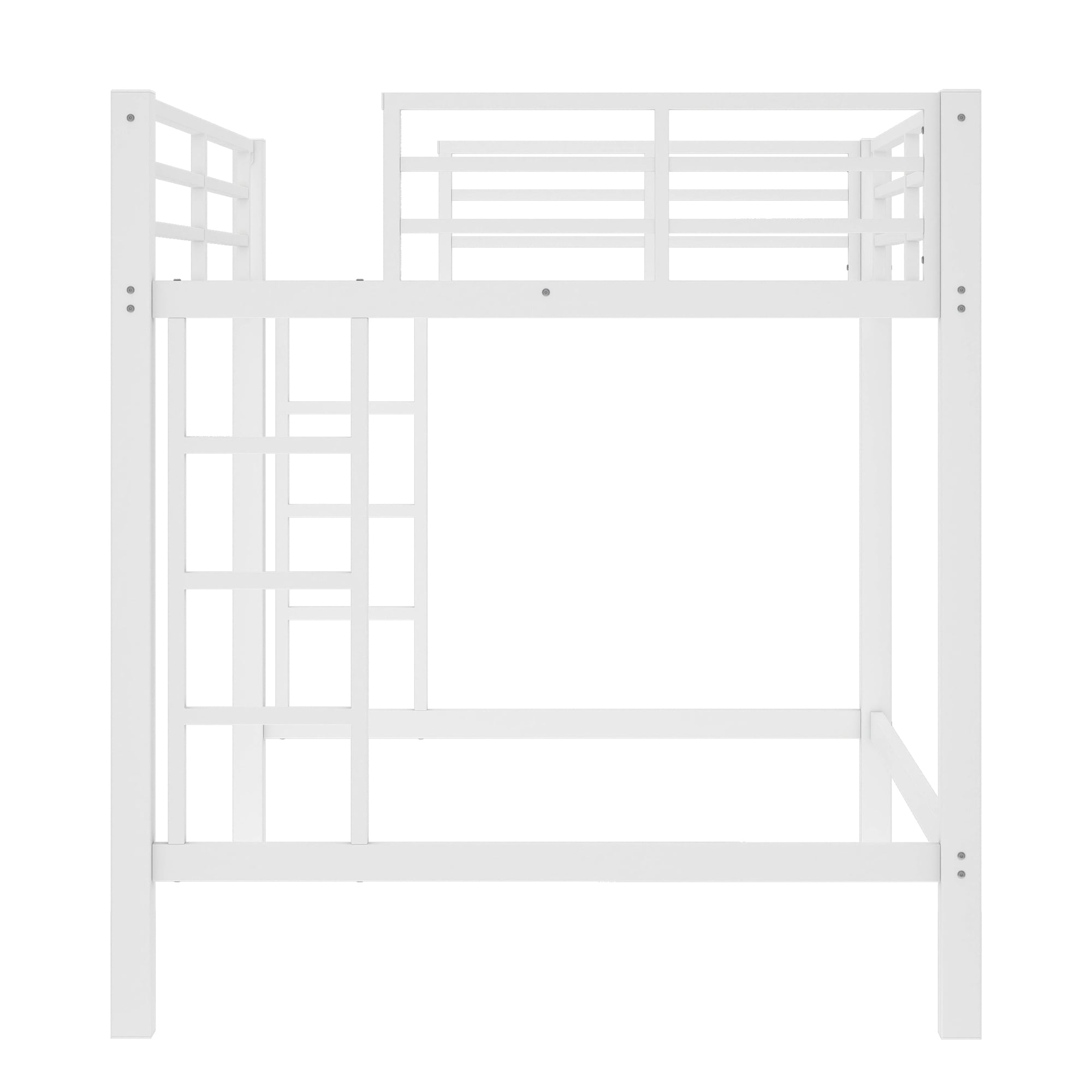 Leumius Full Size Metal Loft Bed Frame, Loft Bed with Easy Climbing Ladder and Guardrails for Kids Teens Adults White