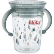 Nuby Tritan No Spill 2 Handle 360 Degree Printed Wonder Cup Gray rain print, Red penguin, Aqua dinosaurs