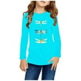 thumbnail image 2 of Odeerbi Kids Girls Fall Winter Basic Layering T-Shirt Cute Print Basic Tees Long Sleeve Shirts Cute Crewneck Tops Dressy Casual Blouses Base Layer Kids Clothes Light Blue, 2 of 5