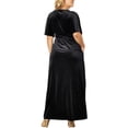 thumbnail image 4 of DYMADE Womens Party Cocktail Ball Gown V-Neck Short Sleeve Pleated Maxi Dresses Plus size, 4 of 4