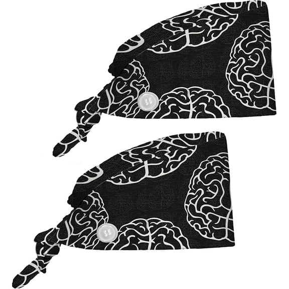 2 Pcs Working Cap Scrub Cap with Sweatband Adjustable Unisex Men Women Tie Back Hat Nurse Surgical Caps
