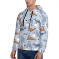 thumbnail image 3 of Kdxio Seal Fox Seagull Whales Print Mens Casual Hooded Collar Drawstring Hoodies Pullover Sweatshirts Casual Long Sleeve Shirts-4X-Large, 3 of 7