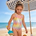 thumbnail image 6 of Byoo Girls UPF 50+ One Piece Swimsuit Shimmer Print Pool Water Activities Swimwear,Orange, 6 of 8