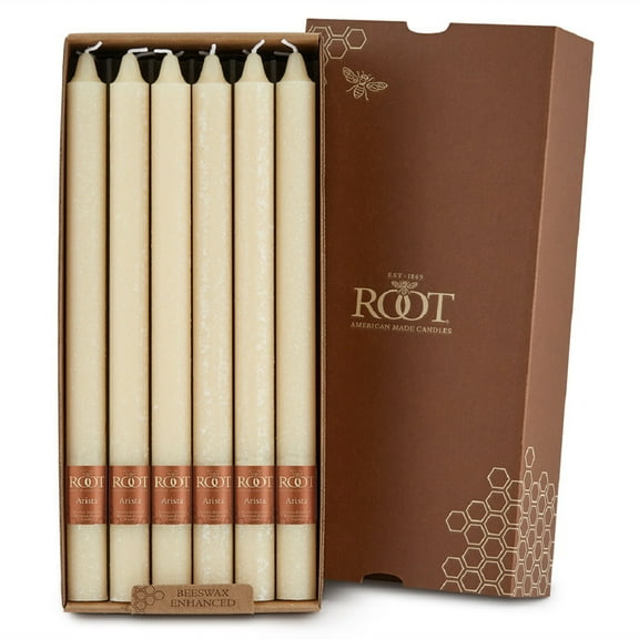 ROOT Candles Unscented Timberline™ Arista Taper Candles, 12-Inch Tall, Box of 12, Color: Buttercream