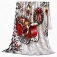 thumbnail image 2 of Christmas Winter Farmhouse Sleigh Red Barn Scene Festive, Festive Holiday Scene, Warm Flannel Blanket for Ranch House and Living Room, Horse Lovers Christmas Gift, Rustic Home Decor, 2 of 9