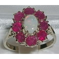 thumbnail image 2 of LBG 925 Sterling Silver Natural Opal and Ruby Womens Promise Ring - Size 5.5, 2 of 4