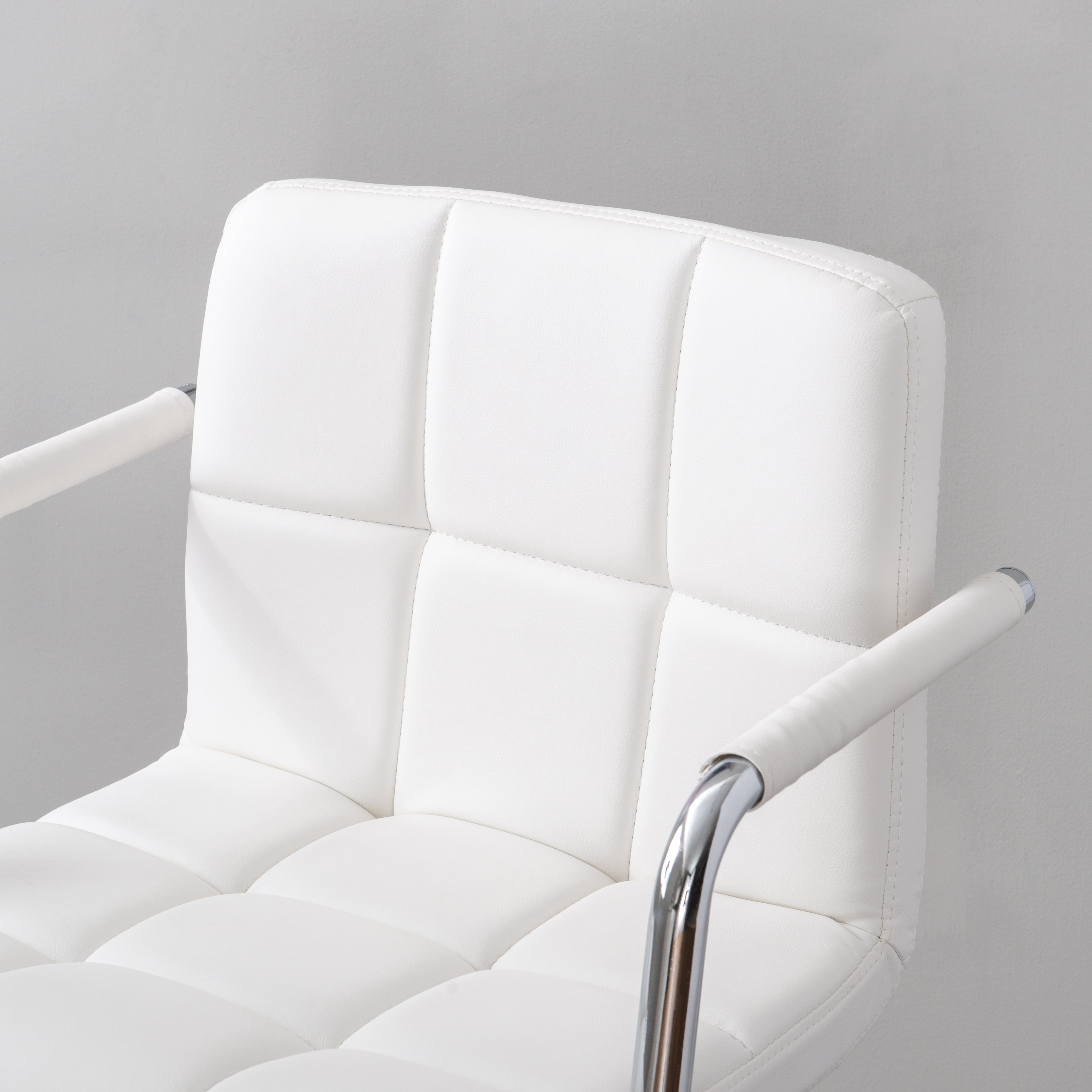 Viola 3-Piece Metal and Glass Pub Table Set, White Faux Leather