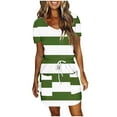 thumbnail image 1 of Robes pour Femmes, Mode Féminine Couleur Unie Manches Courtes Col en V Robe Mi-Mollet, 1 of 5