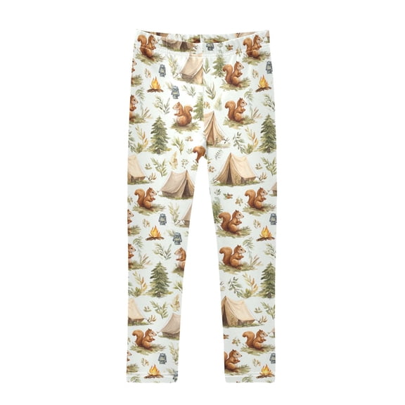 Squirrel Camping Printed Leggings Yoga Pants for in 4t to 10t